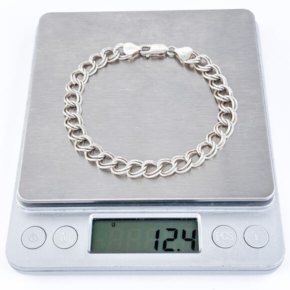 Vintage Italy QGI Sterling Silver 925 Double Curb Link Bracelet 8" - Picture 5 of 5